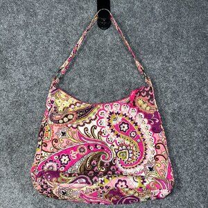 Vera Bradley Lisa B Shoulder Bag Retired Very Berry Paisley Print  Zip Pockets